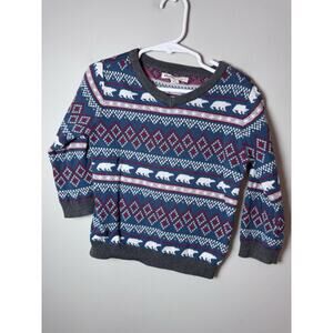 Hatley Gray Fair Isle Winter Bear Sweater Boys Pull Over Sz 3T